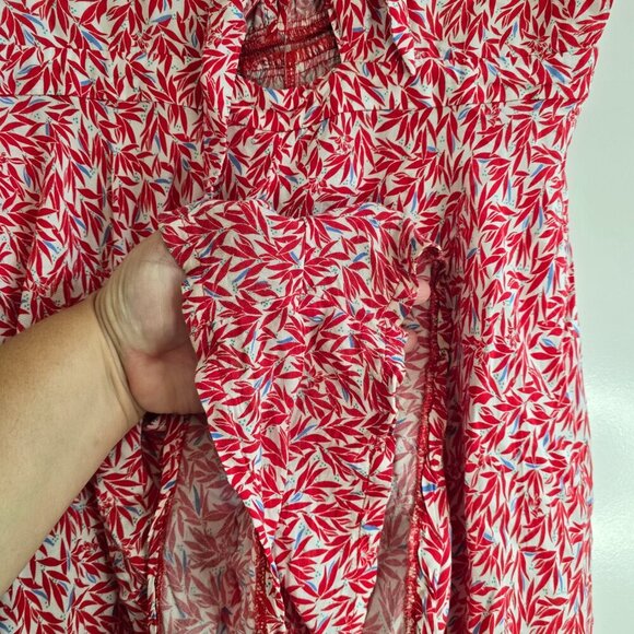 Lulus Dondi Red and White Print Tie-Front Short Sleeve Romper - Picture 9 of 13